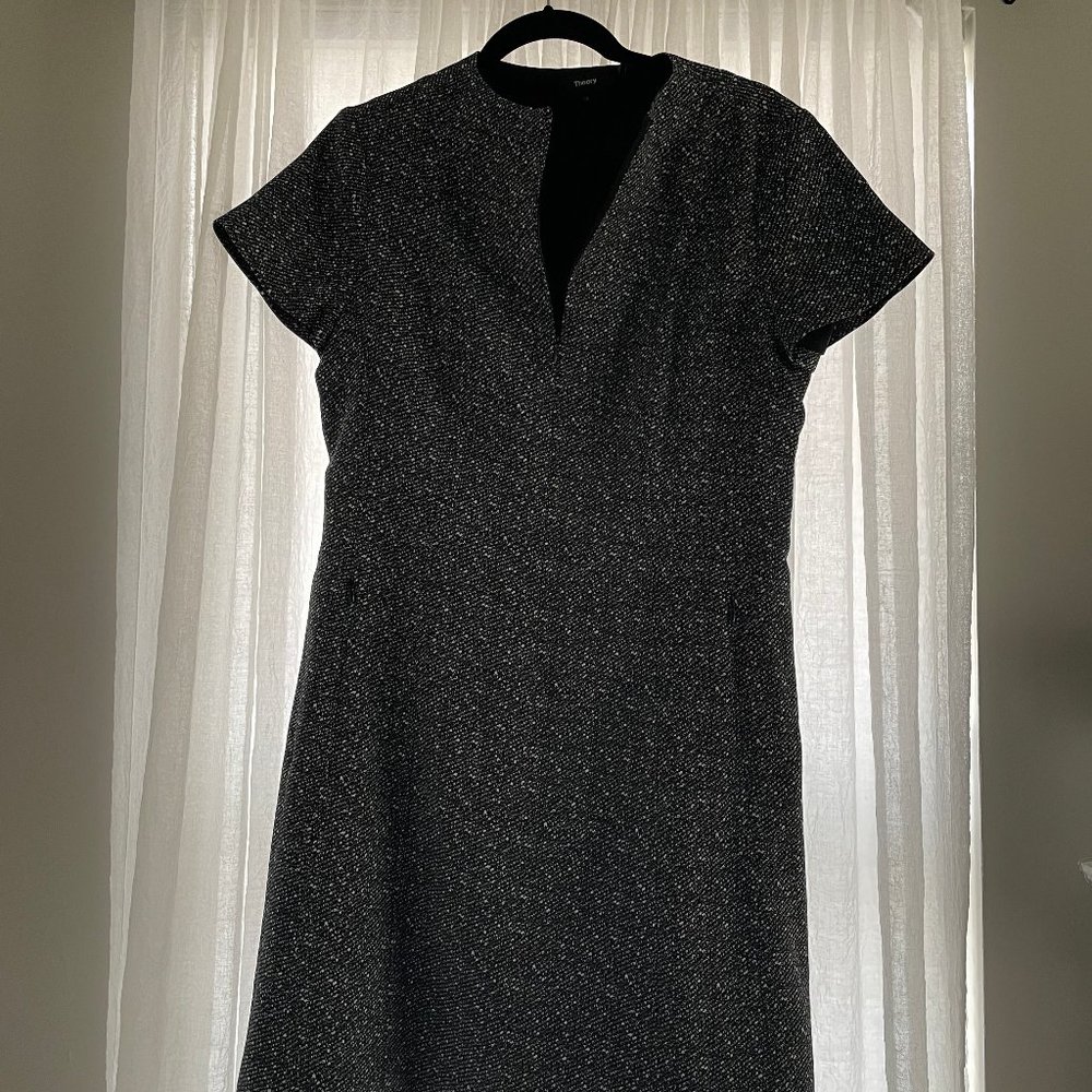 Theory Apalia Tweed Twill Print Crepe A-Line Dress - image 2